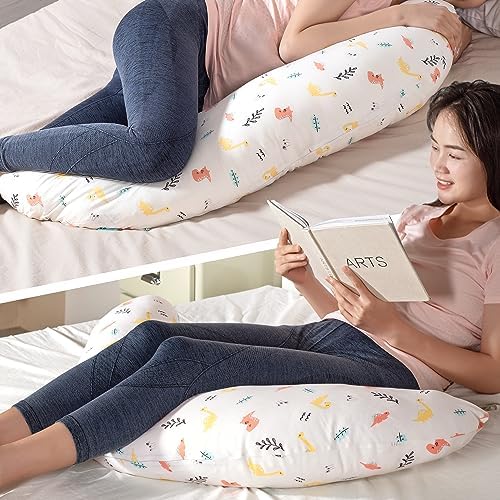 BYRIVER C Shaped Pregnancy Pillow with Cover, Knee Pillow for Side Sleeper Knees Legs Hips Pain, Leg Pillow Elevation for Lower Back Pain, Versatile Small Body Pillow for Sleeping(Dino) by BYRIVER
