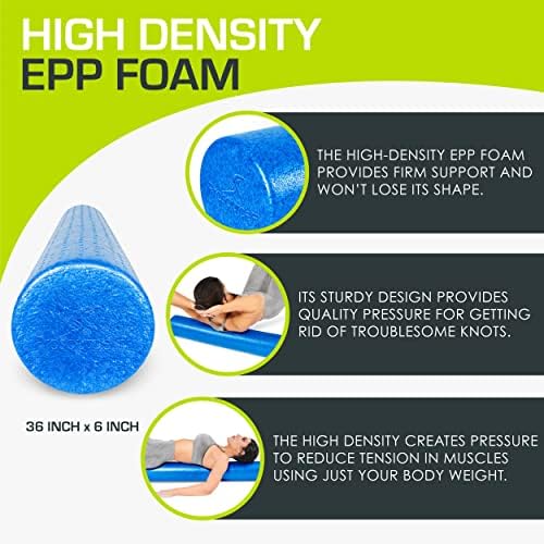ProsourceFit High Density Foam Rollers 36 - inches long,Firm Full Body Athletic Massage Tool for Back Stretching, Yoga, Pilates, Post Workout Muscle Recuperation, Blue - Image 3