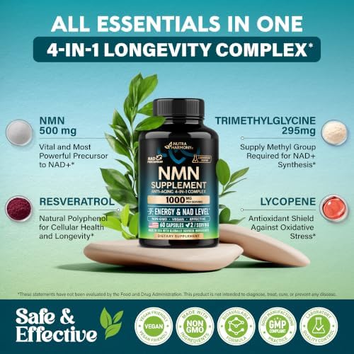 NMN Supplement - NMN w/ Resveratrol, TMG & Lycopene 1000mg - 60 Caps - Image 4