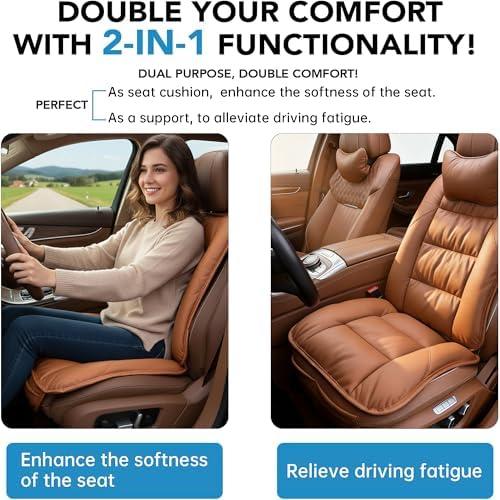 CORRIDOR Genuine Leather Seat Cushion for Car - Handmade - Relieve Hip, Pressure and Sciatica Pain - Ideal for Lower Back Pain - for Office Chair and Car Seat (Red Flag Brown, Cushion + Backrest) - Image 4