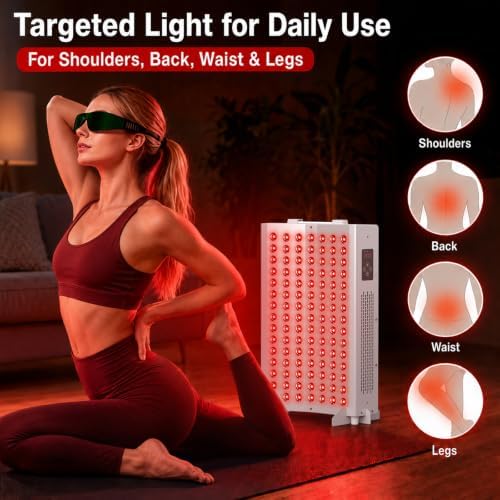 Red Light Therapy Panel with 660nm Red & 850nm Near Infrared Light, 105 Dual-Chip LEDs for Face and Body, 3 Modes, Digital Timer, Stand, Eyewear - Image 4