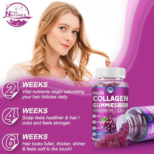 Nature's live Multi Collagen Peptides Gummies, Type I, II, III, V, X - Image 4