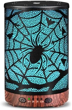 Essential Oil Diffuser 120ML Metal Aromatherapy Diffuser with Timer, Cool Mist Humidifier with Auto Shut-Off & 7 Color Lights for Home Office Spa (Spider Web) by JOYOLO