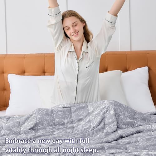 yescool Weighted Blanket for Adults (15 lbs, 60" x 80", Pearl Grey) Cooling Heavy Blanket for Sleeping Perfect for 140-160 lbs, Queen Size Breathable Blanket with Premium Glass Bead, Machine Washable - Image 6