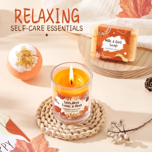 Fall Gifts Basket for Women, Orange Spa Gift Set Get Well Soon Care Package - Image 7