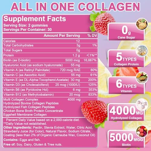 Nature's live Multi Collagen Peptides Gummies, Type I, II, III, V, X - Image 2