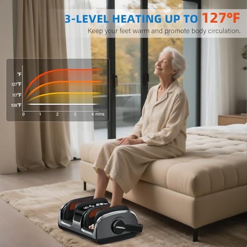 CARESKYpro HSA Eligible FSA Shiatsu Foot Massager with Heat for Neuropathy and Pain Relief, 3 Heat Therapy, 5 Intensity Deep Kneading, Rolling for Calf-Feet-Arm Relaxation, Plantar Fasciitis - Image 4