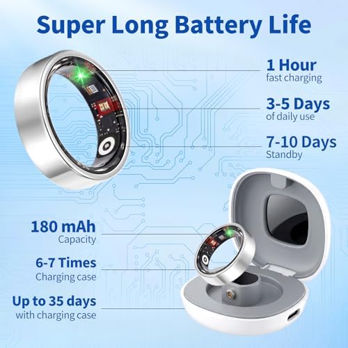 Smart Ring Fitness & Sleep Tracker HR Monitor (Silver, 11) - Image 6