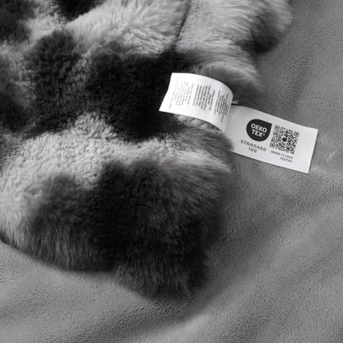 Amélie Home Faux Fur Throw Blanket for Couch, Ultra Soft Fuzzy Plush Bubble Throw for Sofa, Living Room & Home Decor, 50"x60", Tie-dye Black - Image 6