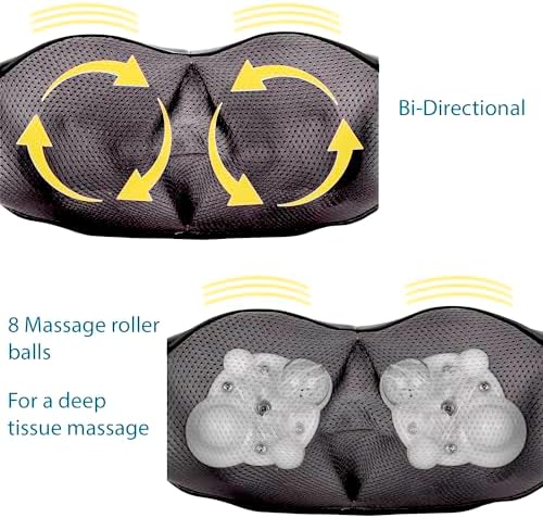 InvoSpa Shiatsu Massager with Heat - Deep Tissue Kneading Pillow for Neck, Shoulders, and Back - Electric Full Body Massage - Image 3