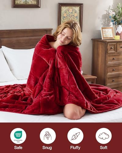 Ultra Soft Sherpa Weighted Blanket for Adults, 60"x80" 20lbs Heavy Blankets - Image 3