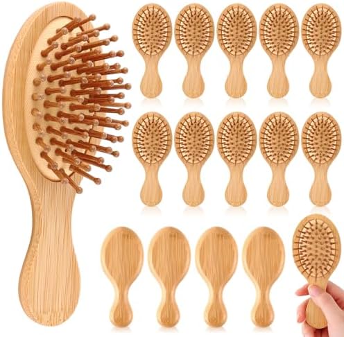 FoldTier 15 Pack Mini Bamboo Hair Brush Bulk Wooden Travel Small Hairbrush by FoldTier