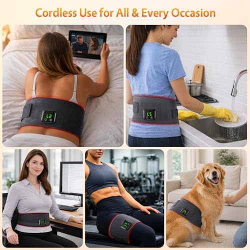 Red Light Therapy Belt for Body Cordless 660nm 850nm Heating Wrap (Grey) - Image 5