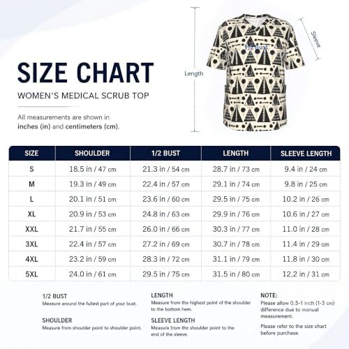 Men's Scrub Top,V-Neck Spill Wrinkle Resistant,3 Pockets-Scandinavian Geometric Shapes (2) - Image 5