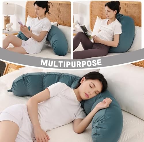 Peallow(Pat. Pend) – Long Round Body Pillow for Adults, Bolster Pillow for Sleeping, Soft and Supportive Pillow for Sleeping & Lumbar Support (Slate Blue,59") - Image 6