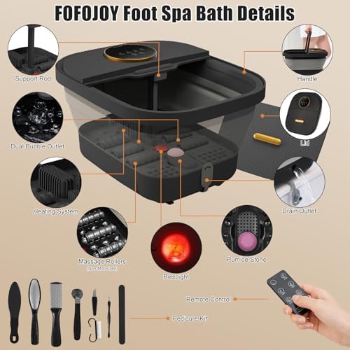 Foot Spa Bath Massager with Heat, Bubble, Temperature Control, Remote Control, Touchscreen, Pumice Stone, Pedicure Foot Spa Gift for Man Women Mother Father (Plus Size) - Image 2