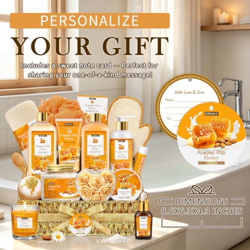 Birthday Gifts for Women, 17 Pc Almond Milk & Honey Spa Gifts for Women - Image 7