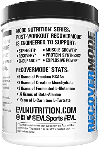 Evlution Nutrition Recover Mode- Complete Post Workout with BCAAs, Immunity Support, Vitamin C, D & E, Electrolytes, Hydration, Creatine, Glutamine, Beta-Alanine, L-Carnitine, 30 Serve, Blue Raz - Image 5