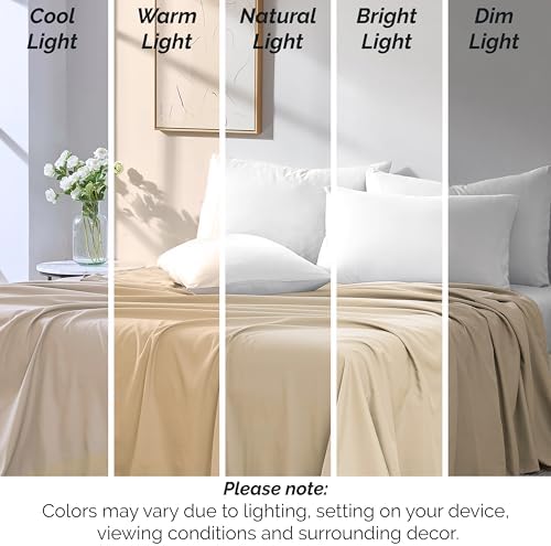 Twin XL Flat Sheets Only 66x102 Extra Long Twin Top Sheet 2 Pack Soft Sand - Image 6