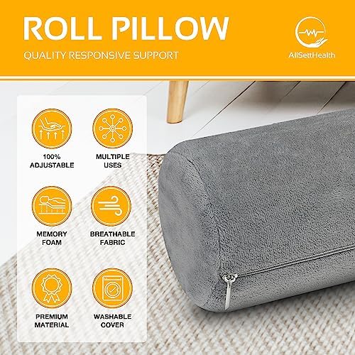 AllSett Health Firm Cervical Neck Roll Memory Foam Pillow, Bolster Pillow, Round Neck Support for Sleeping | Bolster for Bed, Legs, Back and Yoga - Image 2