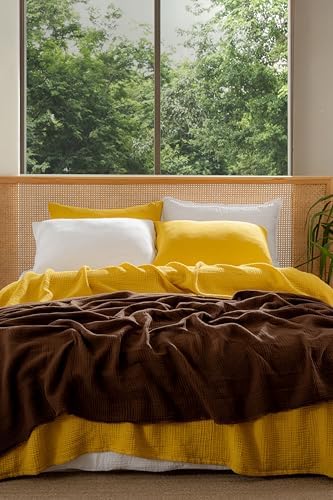 Muslin Blanket - Pure 100% Turkish Cotton Airy Soft Light Versatile Gauze Throw Blanket for Bed, Couch, Sofa (Mustard Yellow, Twin XL Size (71" x 95" inch)) - Image 3