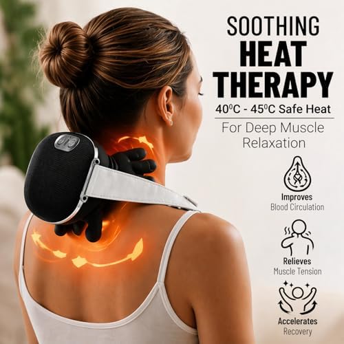 BeFit24 Deep Tissue Neck Massager with Heat, Upgraded 4D Feels Like Real Hands, Shiatsu Shoulder & Back Massager, Cordless Rechargeable for Relaxation & Comfort - Image 3