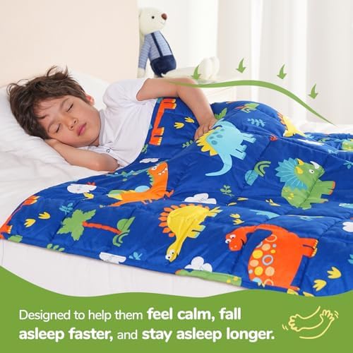 Sivio Weighted Blanket for Sleep, 7lbs, 41 x 60 inches, Blue Dinosaur - Image 2