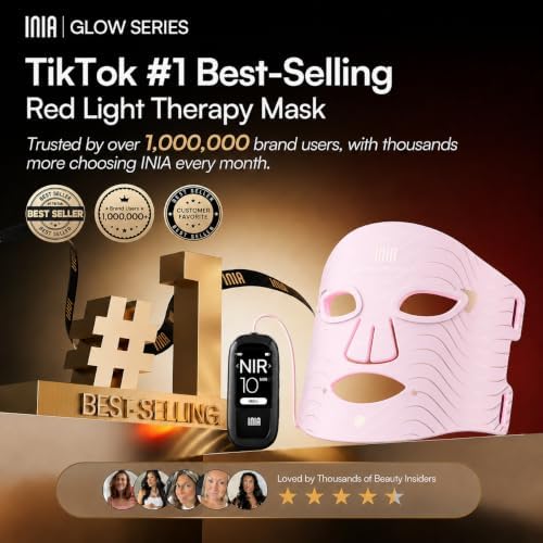 INIA Red Light Therapy Mask for Face, 850nm NIR, Red/Blue LED Light 4 Modes - Image 2