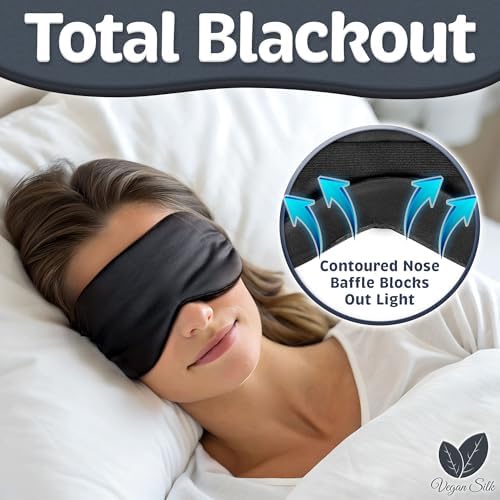 Sleep Mask - Black, 100% Tencel Derived from Natural Wood Pulp - Lightweight Eye Mask with Adjustable Strap - Blackout Blindfold for Women & Men - Comfortable Light Blocking Eye Cover - Image 6