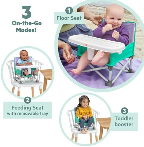 Bright Starts Disney Princess Ariel Pop 'N Sit Portable Booster, Indoor/Outdoor Use, Floor Seat with Feeding Tray, 6 Mos - 3 Yrs - Image 4