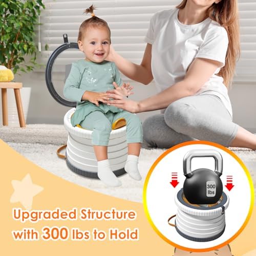 Portable Potty for Toddlers, Foldable Travel Potty with 5-Second Fold, Splash-Proof, Standalone Emergency Toilet with 3 Roll Waste Bags, Road Trips, Camping, Car, Outdoor (White-Gray) - Image 7