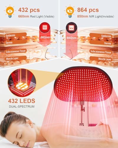 Astarexin Red Light Therapy for Face Body, 2-in-1 Infrared 432 LEDs Light Therapy with 660nm & 850nm Near Redlight Device Large Panel with Wireless Remote Stand Timer - Image 4