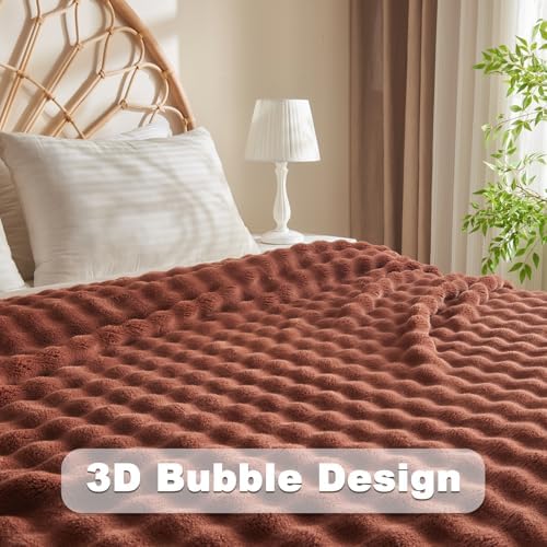 NEWCOSPLAY 3D Bubble Flannel Throw Blanket for Couch Coffee, 50"×60" - Image 5