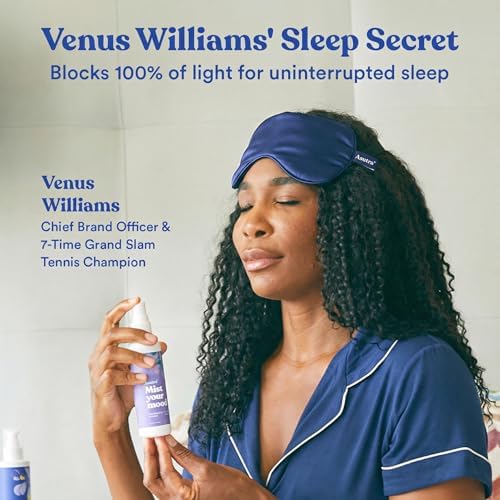 ASUTRA Silk Eye Pillow for Sleep, Navy - Filled w/Lavender Buds (One Size) - Image 2