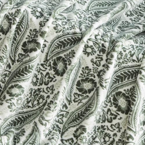 Lucky Brand 50" x 70" Plush Throw Blanket, Paisley Floral Sage Green Blanket for Sofa or Bed - Image 5