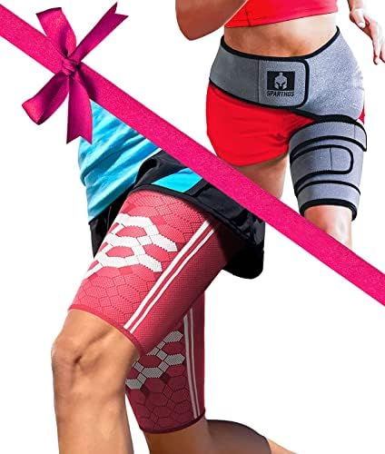 Sparthos Thigh Compression Sleeves [Flamingo Pink - Small] x Hip Brace [Left Leg] by Sparthos