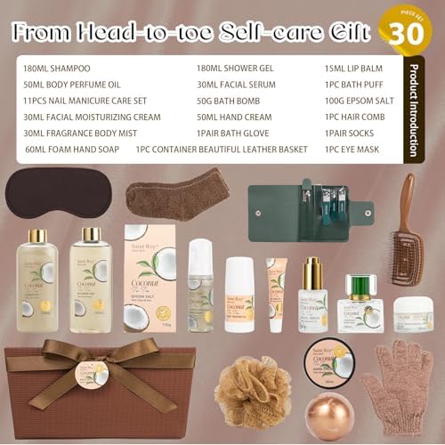 Bath and Body Basket Set TEA TREE & COCONUT Spa Gift Basket for Women & Men - Image 2