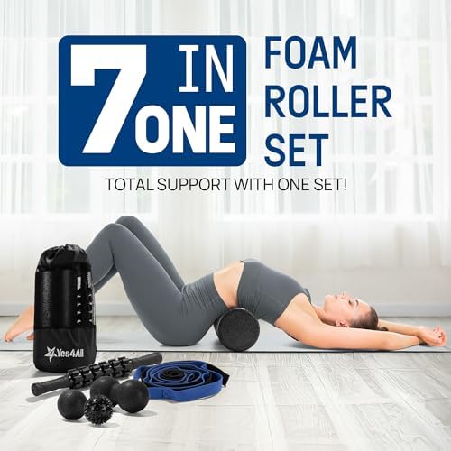 Yes4All Foam Muscle Roller Set, 7-in-1 High-Density Set of Back Roller, Fascia Massage Tool, Stretch Strap, Spiky, Peanut & Smooth Massage Balls, Carry Bag - Ideal for Muscle Care & Relaxation - Image 7