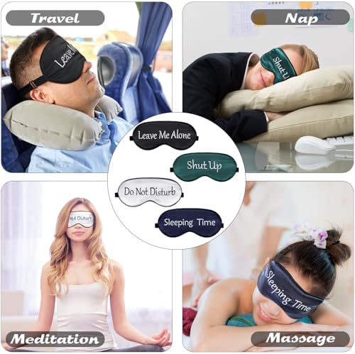 4 Pack Funny Eye Mask for Sleeping Blackout, Black, Green, Blue, White - Image 6