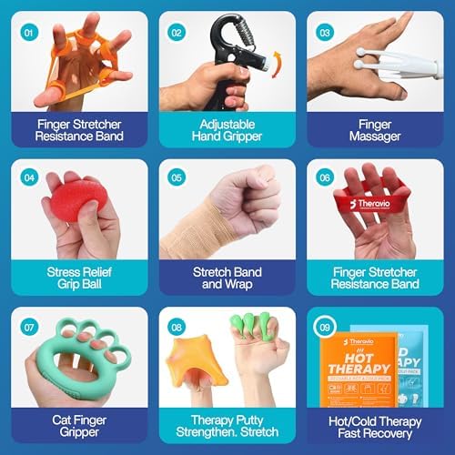 Hand Therapy Equipment for Rehabilitation and Recovery – Hand Therapy Kit with Grip Strength Trainer, Finger Strengthener & Exercise Balls for Arthritis, Carpal Tunnel and Physical Therapy by Theravio - Image 2