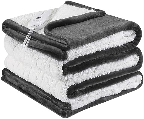 ESTINGO Heated Blanket Electric Blanket Twin Size, Fast Heating Blanket with 5 Heating Levels & 10 Hours Auto Off, Heated Throw Blanket with Overheat Protection for Bedding, 62"x84", Dark Gray by ESTINGO-EnjoyToastyWarm
