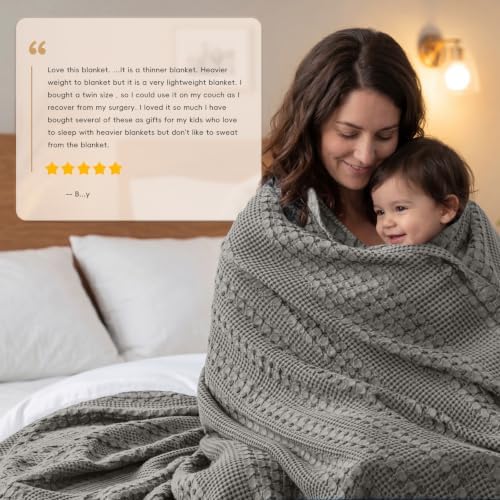 PHF Lightweight 100% Cotton Waffle Blanket for Bed, King, Dark Grey - Image 6