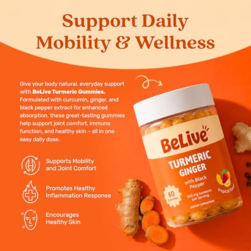 BeLive Turmeric and Ginger Gummies for Joint and Mobility Support, 60 Count - Image 3