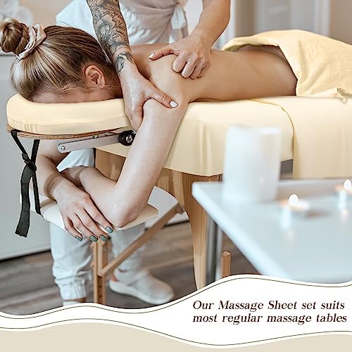 Mixweer 9 Pcs 3 Set Microfiber Massage Table Sheets Set Bulk Includes Flat Sheet, Fitted Sheet with Pocket, Face Rest Cover(Black, White, Beige) - Image 4