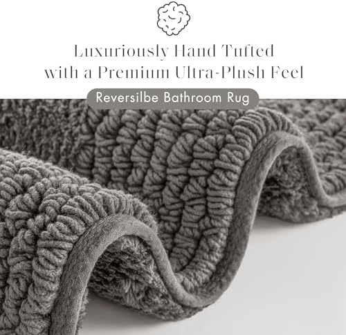 Madison Park Splendor Reversible 100% Cotton Bath Rug, 17 x 24, Charcoal - Image 2