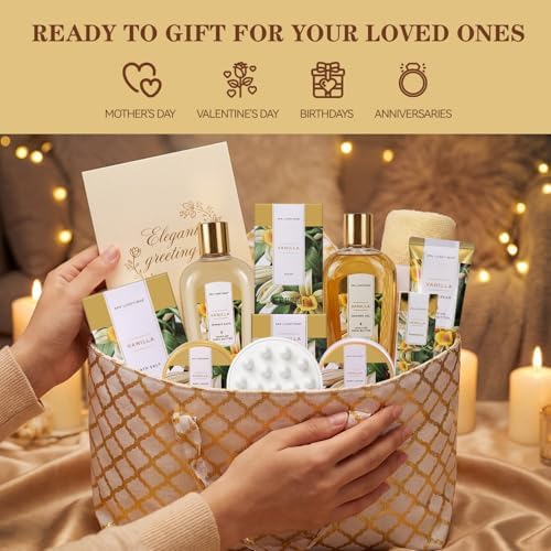 Gifts for Women, Spa Luxetique Gift Baskets for Women,15 Pcs Vanilla Spa Gifts for Womens, Women's Gifts with Bubble Bath, Bath Salt, Bath Bombs, Birthday Gift Christmas Spa Baskets - Image 6