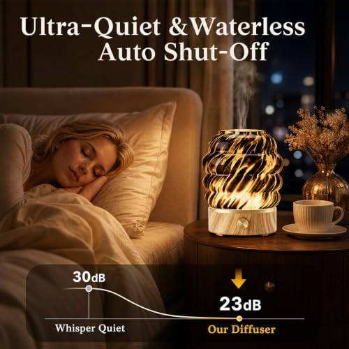 Glass Essential Oil Diffuser for Home - 180ml Ultrasonic Cool Mist Aromatherapy Diffuser for Essential Oils with 7 Led Night Light & Auto Shut-Off Protection for Home Office Bedroom Gifts for Women - Image 4