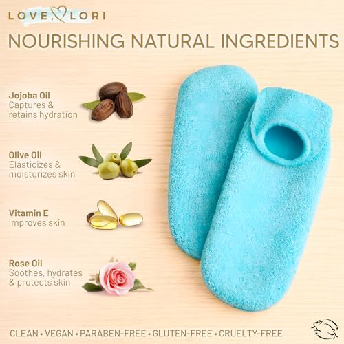 Love Lori Moisturizing Gel Socks for Women - Dry Cracked Feet, L - Image 6