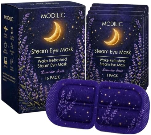 Steam Eye Mask Lavender Scent, Self Heating Warm Eye Masks for Sleeping & Relaxation, Disposable Heated Eye Compress for Dry Eyes, Travel, Screen Time & Spa Care, 16 Pack by Unknown