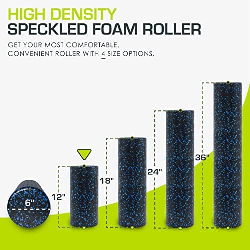 ProsourceFit High Density Foam Rollers 12 - inches long, Firm Full Body Athletic Massage Tool for Back Stretching, Yoga, Pilates, Post Workout Muscle Recuperation, Black/Blue - Image 2